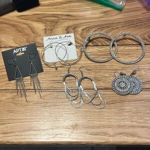 Zulilly, Apt.9, Anna & Ava , Silver Hoops w/crystals & Dangling Round 
Earrings.